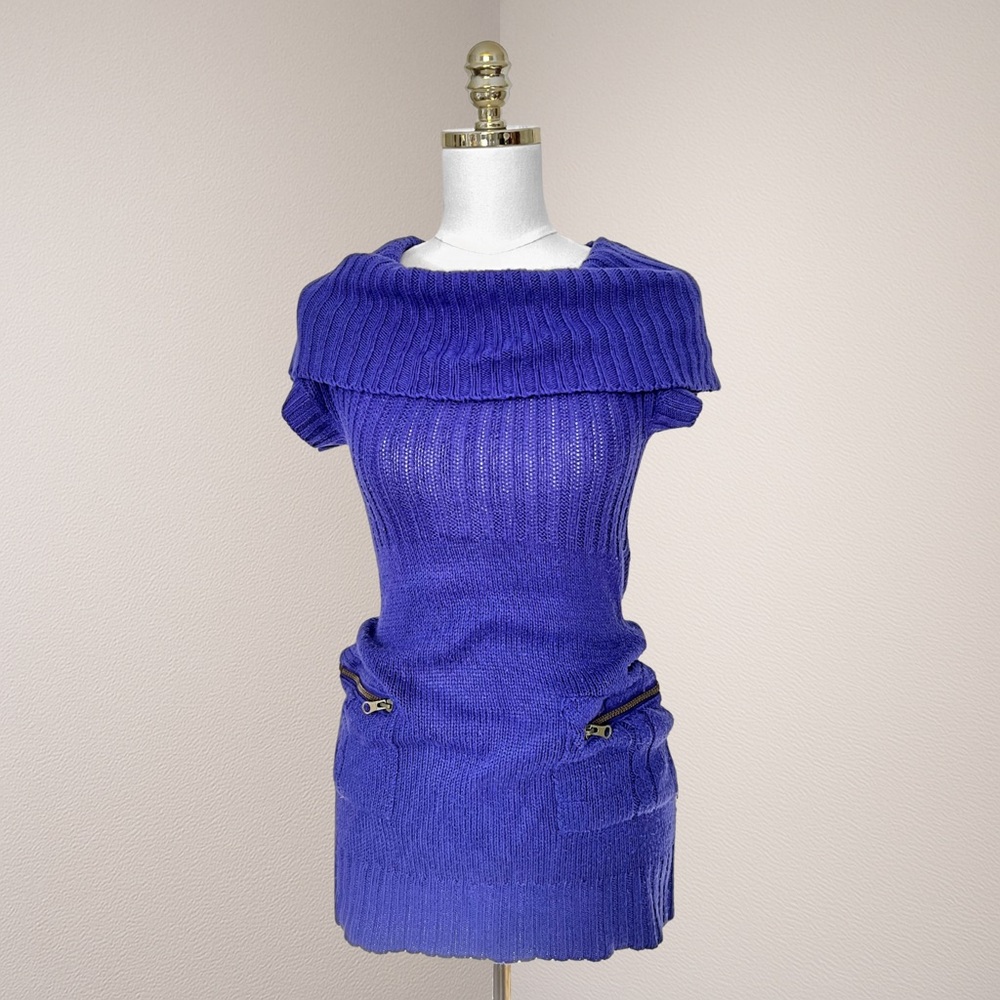 Vintage Y2K Off-Shoulder Knit Sweater Dress